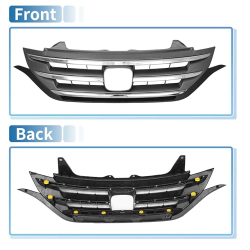 X AUTOHAUX Chrome Silver Tone Black Front Upper Hood Bumper Grille Grill for Honda CR-V 2012-2014 Front Upper Bumper Kidney Grille Grill 1pcs by X AUTOHAUX - Image 6