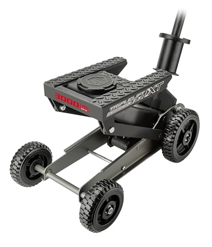Image of Powerbuilt Big Wheel Triple Lift Garage Jack, 3000 Pound Off Road Lift, Truck, Car, Motorcycle 1.5 Ton Capacity, 620613ECE