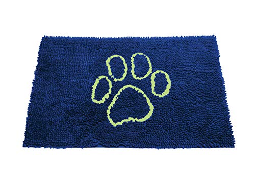 Dirty Dog Doormat 23x16 - Marine W/Lime Green, Paw Embroidery