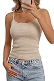 Arach&Cloz Women's Wool Blend Cashmere Cute Sleeveless Camisole Tops Spring Summer Fashion 2026 Spaghetti Strap Tank Top Business Casual Basic Clothing Slim Fitted Office Attire Cami Trendy Apricot L
