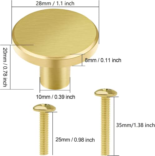 Vandicka 4 Pcs Solid Brass Knobs and Screws, Gold Cabinet Door Knobs & Drawer Pulls - Image 2