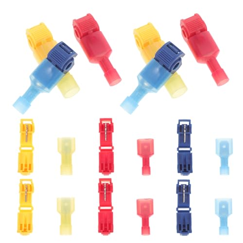 SOLUSTRE 50 Sets of Quick Splice Wire Terminals Electrical T-tap Wire Connectors Quick Disconnects Kit