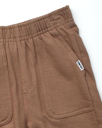 Image of DKNY Toddler Boys Short Sets - 2 Piece Knitted Crewneck T Shirt & Matching Fleece Toddler Shorts for Toddlers and Baby Boys