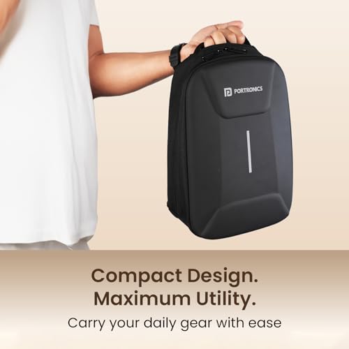 Image of Portronics Byte Mini, Unisex Crossbody Sling Bag with Water-Resistant Hard Shell, Fits Devices up to 13 Inches, Smart Organizer, Switchable Strap, Ergonomic Lightweight Design for Men and Women(Black)