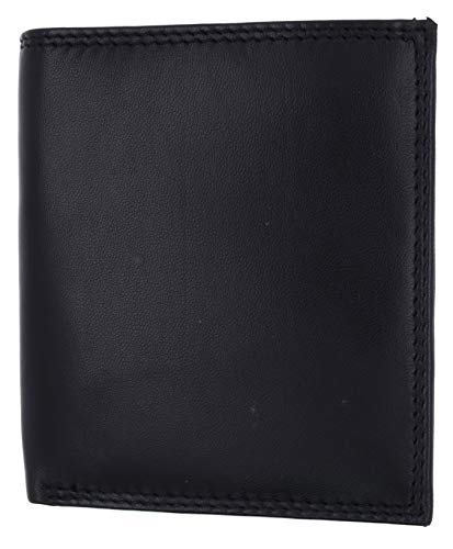Swiss Marshall Rfid Blocking Men's Slim Bifold Hipster Credit Card Premium Lambskin Leather European Wallet (Black) #TOP5
