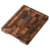 Walnut Wood Small Cutting Board, Compact Chopping Board with Deep Juice Groove, Knife Friendly & Non-Slip Design, 10x8x0.8 Inch for Fruit Cheese Prep