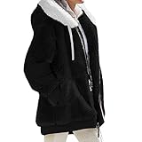 WHZXYDN Herbst Und Winter Lose PlüSch Langarm ReißVerschlusstasche Mit Kapuze Warme Jacke Damen