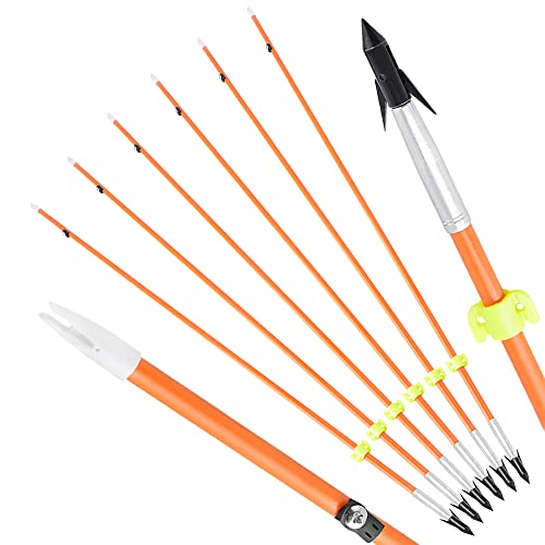 Zshjgjr Bowfishing Arrows - Solid Fiberglass Shaft Od 7.8Mm With Hunting Fishing Broadhead For Compound Bow And Recurve Bow Fishing Arrow Archery 12 Pcs #TOP29