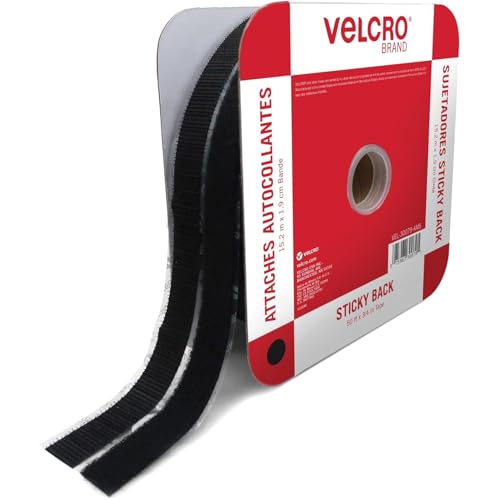Image of VELCRO Brand - Sticky Back Tape Bulk Roll | 50 ft x 3 /4 in | Black | Cut Hook and Loop Adhesive Strips to Length | Create Vertical Storage, Save Space, Keep Your Home, Office or Work Site Organized