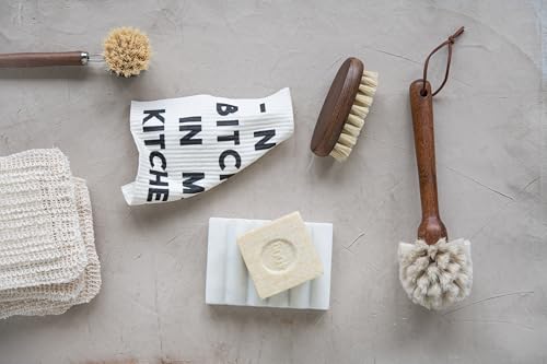 Image of Beech Wood Dish Brush w Leather Strap, Dark Brown, (Pack of 12)