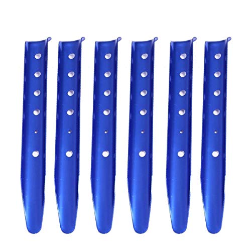 TRIWONDER Tent Stakes Pegs for Snow Sand Beach Canopy Heavy Duty Ground Anchor Stakes Tent Nail Aluminum U-Shaped Camping Hiking Backpacking 6Pcs (Blue - U-Shaped - 12.2 Inches)