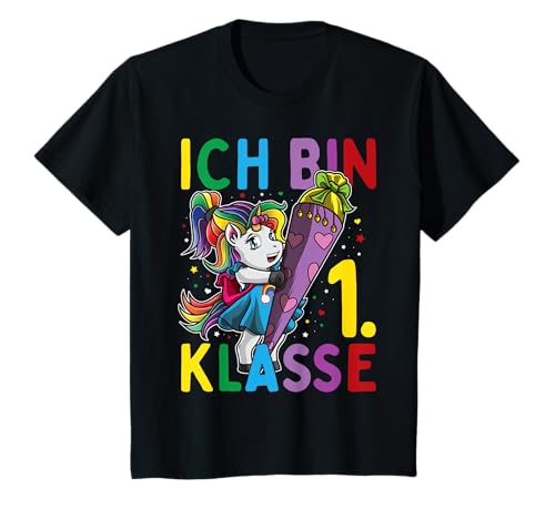 Einschulung Ich bin 1. Klasse Einhorn mit Schultüte T-Shirt