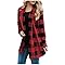 Giacca a Maniche Lunghe da Donna Cardigan Scozzese da Donna Cappotto a Quadri alla Moda Autunnale (L)