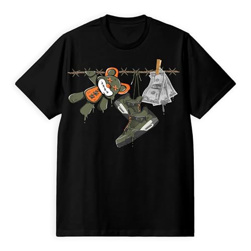 AJ 4 Undefeatd 4s Olive Shirt, Shoes Drip, Shirts Match Sneakers 2D Sneaker T-Shirt Tee