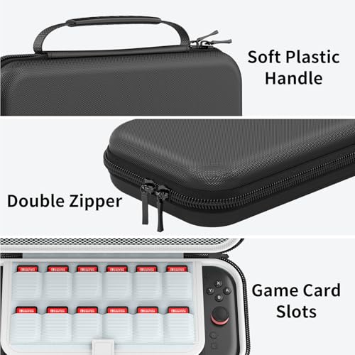 HEYSTOP Tasche für die Nintendo Switch 2 Konsole, Switch 2 Tragetasche Reisetasche Hülle mit großem Fassungsvermögen mit 12 Spielkartenfächern für Nintendo Switch 2 Zubehör (Neuestes Modell 2025)