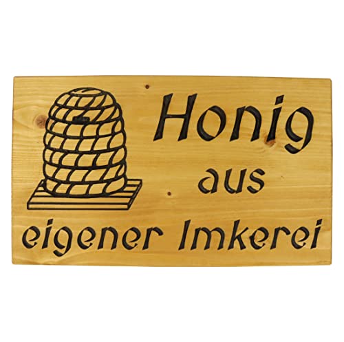 Werbeschild "Honig aus eigener Imkerei" aus Holz Imkerei Bienen Schild Werbung, Inkl. Dach – Bild 4