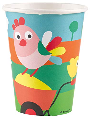 Preisvergleich Produktbild amscan 9900375 8 Papierbecher Farm Fun, 250 ml, Mehrfarbig
