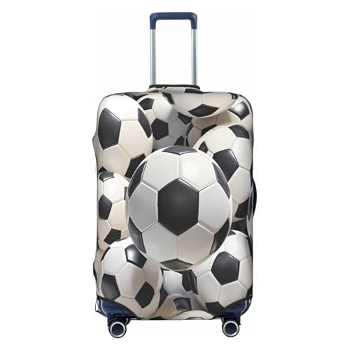 Soccer Balls White Luggage Covers For Suitcase Travel Suitcase Cover Scratch-Resistant Covers For 25-28 Inch Luggages L