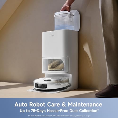 Image of Mova E40 Ultra Robot Vacuum Cleaner with Mop Function & Auto Empty, 19,000 Pa Suction, MaxiReach Mop T, Tangle-Free Side Brush, 80ml Water Tank, All-in-One Station for 75 Days Cleaning