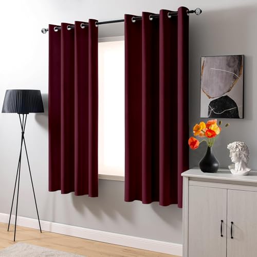 Rideaux occultants haut de gamme 180x100 en polyester vin rouge