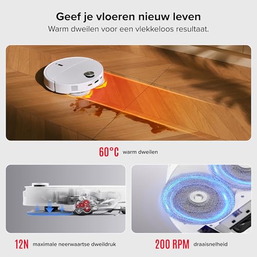 Roborock Qrevo Curv 2 Pro Robotstofzuiger & Dweil 25.000 Pa Zuigkracht, Geen Klitten, Heetwaterwas 100°C, Zelfreinigend, Obstakelvermijding - Afbeelding 4