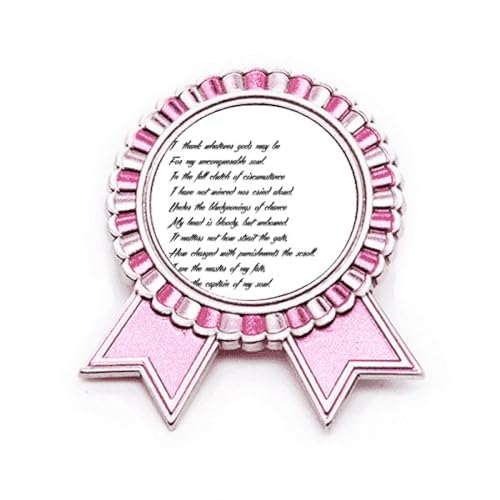Broche poésie Never Surrender rose : un bijou inspirant en métal