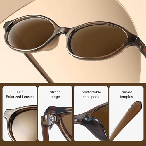 MXGHIR Oval Sunglasses, 3 PCS Cat Eye Retro Sunglasses 90s Narrow Small Face Vintage Sun Glasses for Women, UV400 (Black, Brown, Leopard Print) - Image 4
