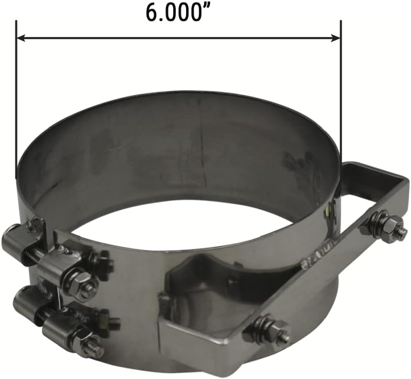 6" Exhaust Clamp Wide Band Polished Stainless Steel