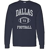 Dallas Classic Football Arch American Football Team Long Sleeve T Shirt - 2X-Large - Navy