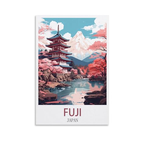 LCYNNH Affiche vintage de voyage au Japon Fuji Arbre 20 x 30 cm - Affiche imprimée en toile pour décoration de salon, salle de bain, chambre, bureau
