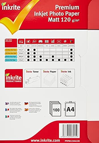 Inkrite PhotoPlus Premium Paper Matt 120gsm A4, 100 Sheets (Pack of 1)