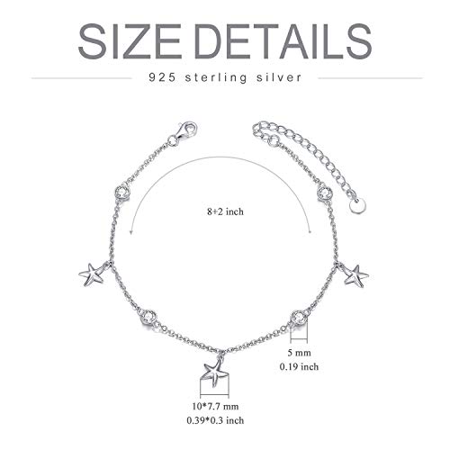 Image of 925 Sterling Silver Anklet Foot Bracelet with Crystal from Austria, Anklet Jewelry Gifts for Women 11 Inch Adjustable