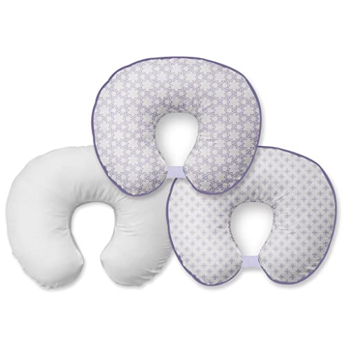 Bacati - Petals/Floral 100% Cotton Muslin Nursing Pillow with POLYFILLED Insert Ultra-Soft 100% Cotton Fabric in a Fashionable Two-Sided Design