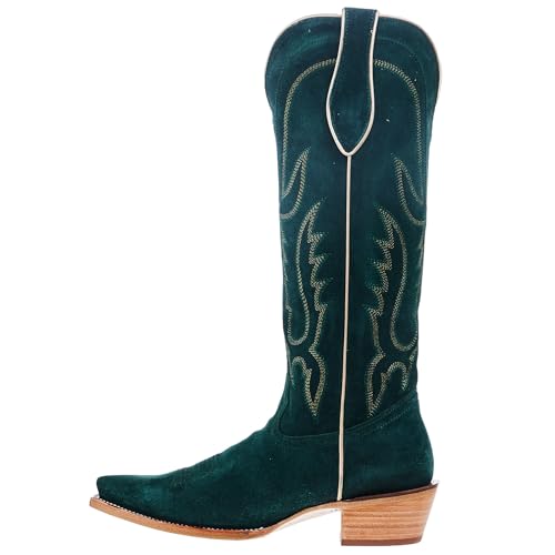 Tony Lama Women`s Emerald Suede Vamp 15In Emerald Suede Top Boot2