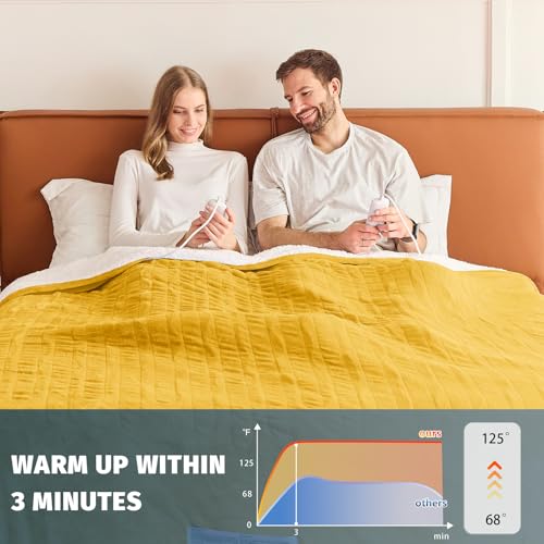 King Size Heated Electric Blanket - 90" x 108" with Dual Control, 10 Heating Levels & 8 Hours Auto Off, Soft Warm Flannel Gifts with Over-Heat Protection, ETL & FCC Certified
