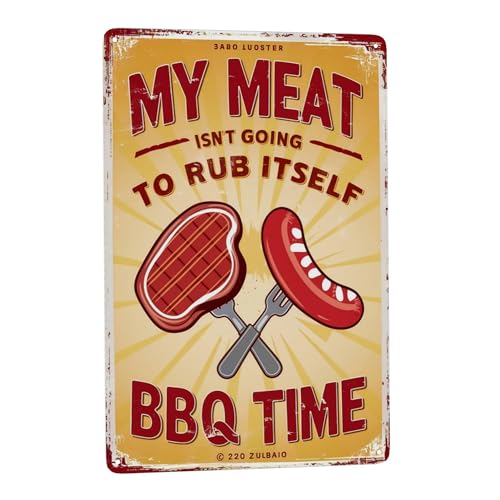 8x12 Inch Metal Sign Bbq Time Backyard Grill Decor Retro Wall Decor For Backyard Patio Grill Station Outdoor Kitchen Smoker Shed Deck Bar And Picnic Wall Spaces