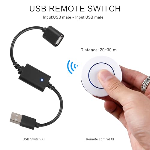 USB-Fernbedienung Schalter 5V, USB Schalter Drahtloser Fernbedienung, Powerbank Drahtlose Fernbedienung Kabel mit Netzteil, für Kleine Nachtlicht Fan LED-Lichtstreifen