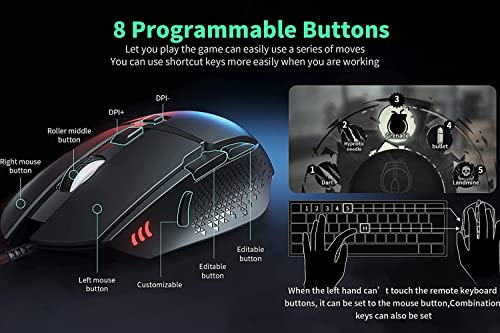 Roka Mouse Gaming RGB con cavo USB, Sensore Ottico Instant 704 fino a 7200 DPI [4 Livelli Regolabili], Mouse da Gioco 8 Pulsanti e Illuminazione a LED con 4 Colori per PC Computer Notebook - Mouse gaming - Immagine 6