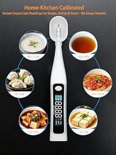 Digital Salinity Tester for Food, 0–10% Salt Meter & 0–99 °C Thermometer, 0.01% Resolution, 3 s Reading, 304 SS Probe, IP66 Body, Fold-Out Hook – Food Salinity Meter Digital