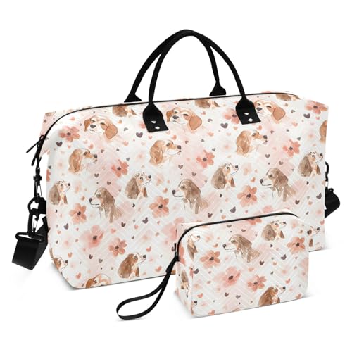 Large Travel Duffel Bag Sports Tote Gym Bag Overnight Weekender Bags Cocker Spaniel Dog Carry On Luggage with Toiletry Bags