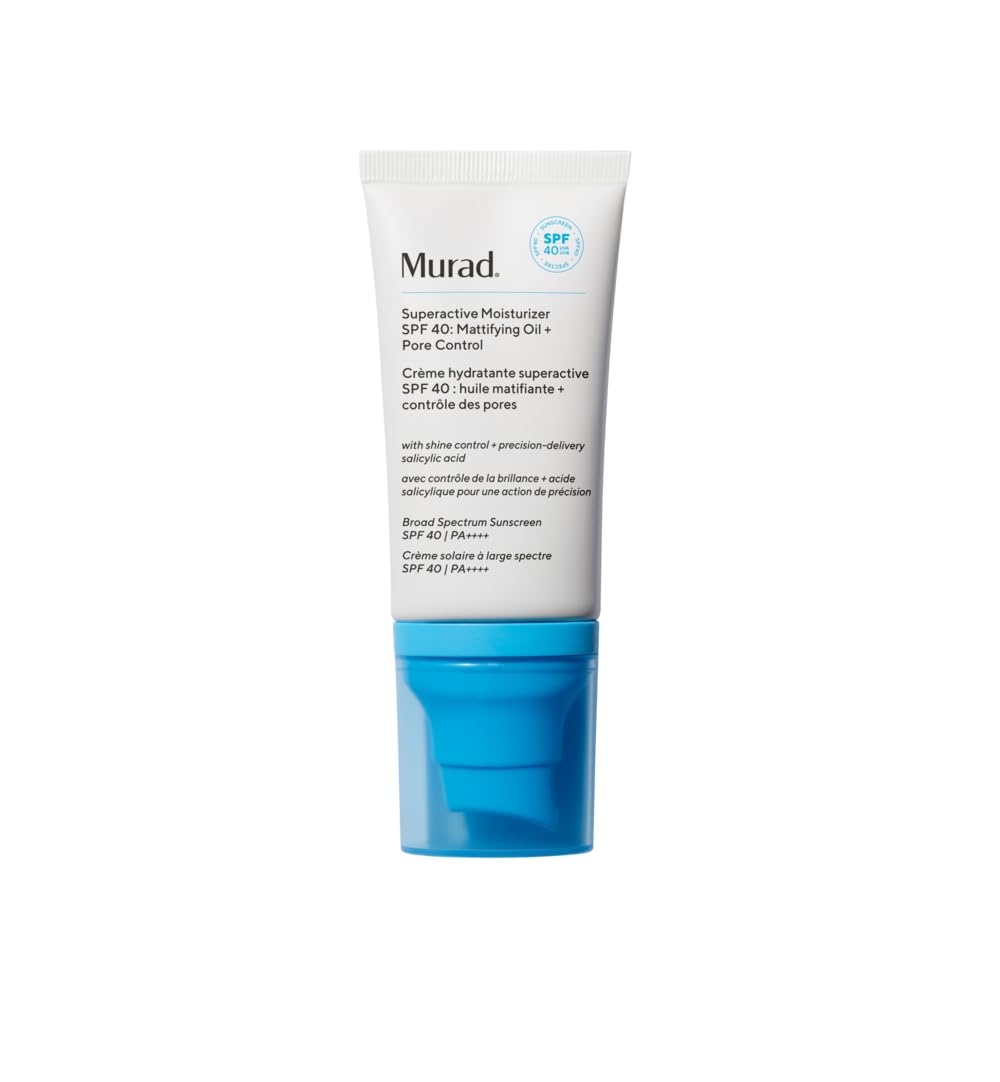 Murad Superactive Mattierende Feuchtigkeitscreme & Sonnenschutz LSF 40 – Glanzfrei, mit Salicylsäure für feine Poren und glatte Haut – 50 ml