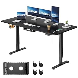 Alebert｢アレベルト｣ 電動式 昇降デスク 昇降式デスク 幅160*奥行80cm スタンディングデスク 入り替え用キャスター付き 収納ボックス付き USB充電可能 高さメモリー機能 障害検知 静音 ゲーミングデスク パソコンデス...