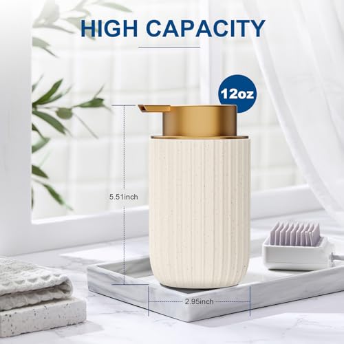 Image of Ceramic Foaming Soap Dispenser, 12 oz Bathroom Foam Hand Soap Dispenser, Refillable Lotion Soap Dispenser with Removable Pump for Kitchen Hand Wash Dispenser, Modern Home Decor(2Pack-Speckled Beige)