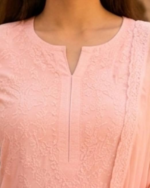 Image of Women's Embroidered Mul Chanderi Chikankari Kurta with Palazzo and Dupatta Set Ethnic Wear 3 Piece Suit Set for Women Festive Traditional Party