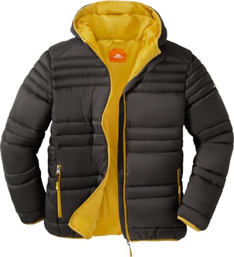 NORDCAP Steppjacke Herren in Daunenoptik, warme Winterjacke, Ultraleicht mit Kapuze, 100% Wattierung, Anthrazit, Gr. L