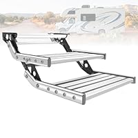 Zertylre Manuelle Wohnmobil Treppe, Faltbar, Manuelle Wohnmobiltreppe, Belastbarkeit 150 Kg, Campingtreppe Aus Edelstahl FüR Wohnmobile(Doppeldecker)