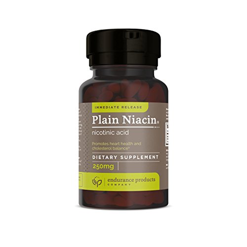 Endurance Products Endur Plain Niacin (Nicotinic Acid) Heart Health & Healthy Cholesterol Balance Supplement Immediate-Release Formula Gluten Free 250mg (100 Tablets)