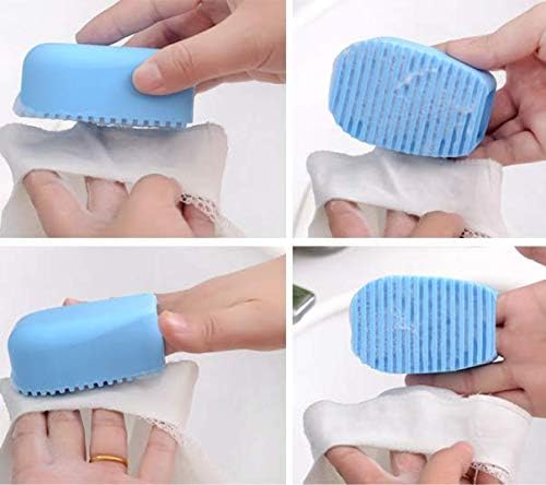 Miniatura 6 de 2 piezas de color caramelo mini tabla de lavar de silicona creativa de mano, perfecta para limpiar collares, puños difíciles de limpiar (azul, rosa)