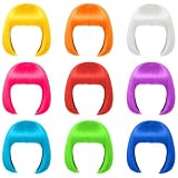 YFNVH Lot de 9 Perruques Fluo de Fête, Perruques Carré Court Colorées Femme