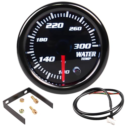 YHOMU Automotive Led Temperature Gauge, 2 Inch, 100°F-300°F, Universal 12V, Water Coolant Monitor with 7-Color Backlight